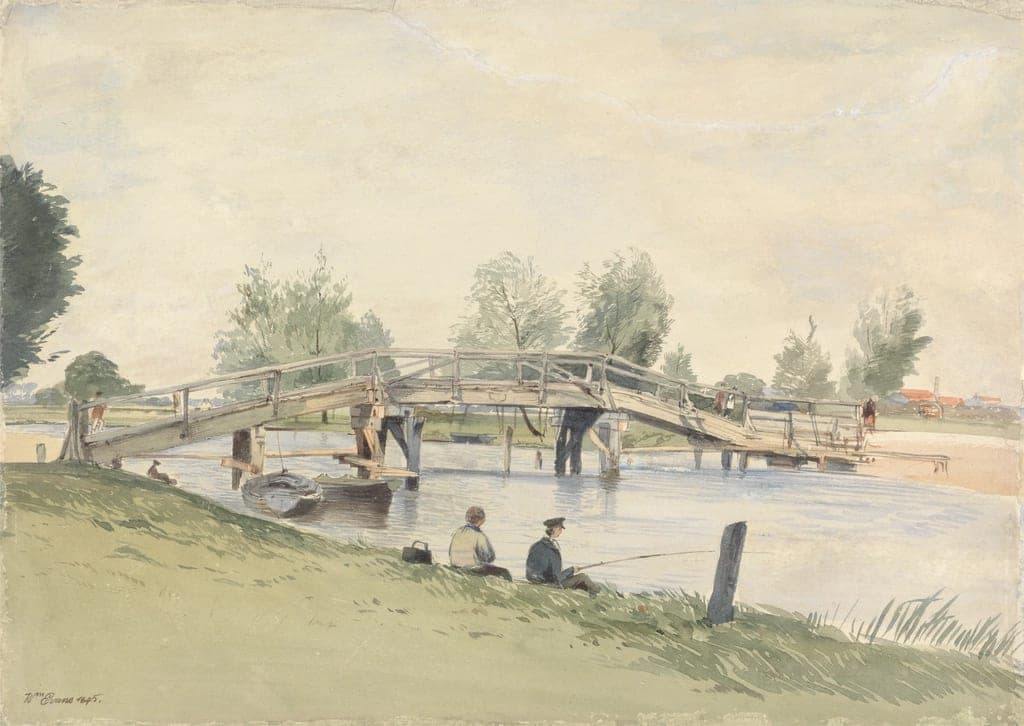 An angler casting from a grassy riverbank